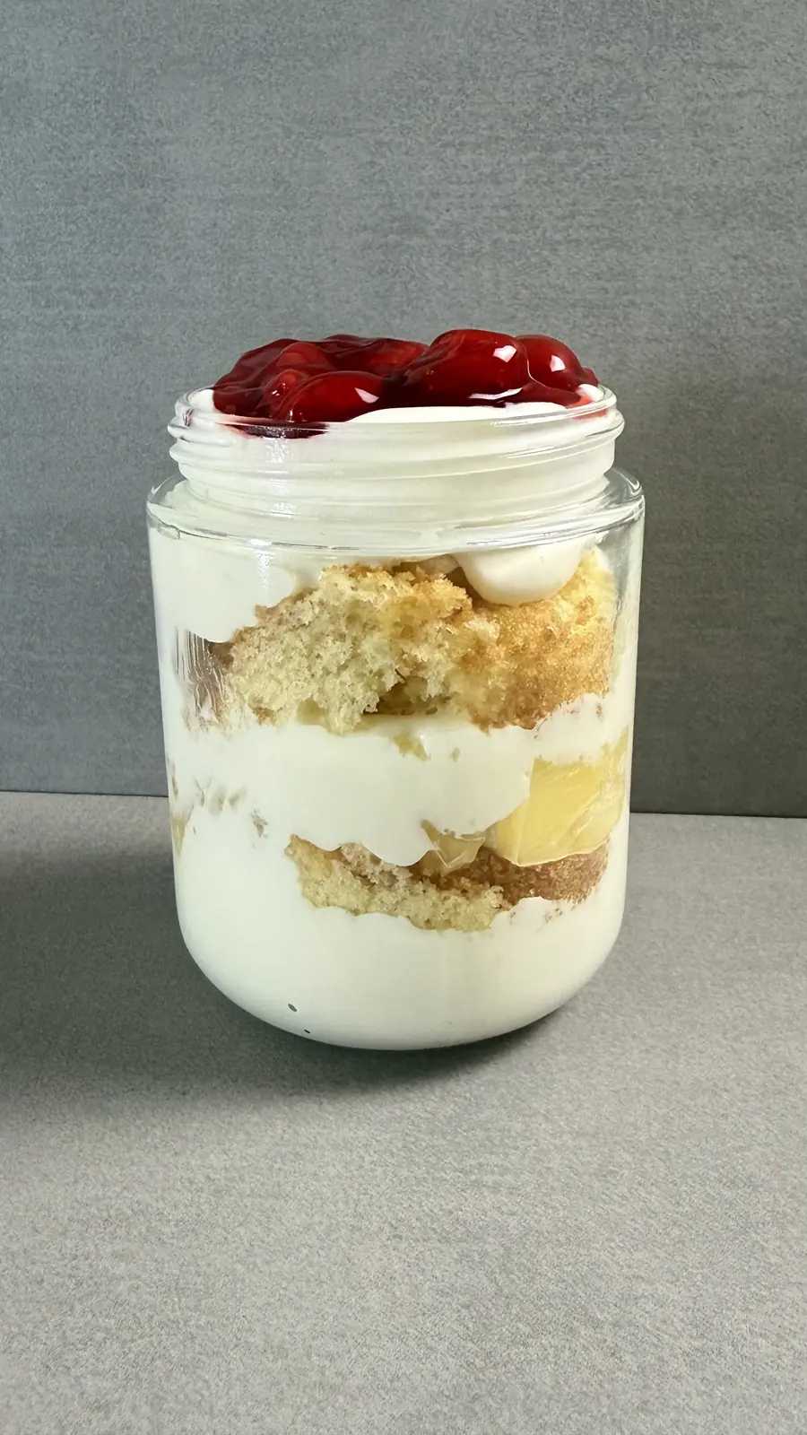 Cherry cheesecake jar