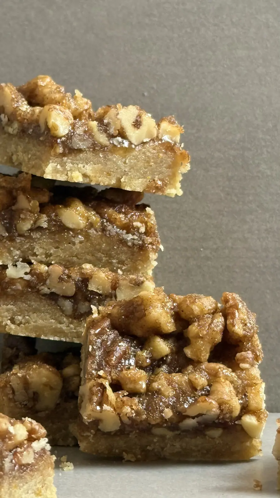 Stacked pecan pie bars